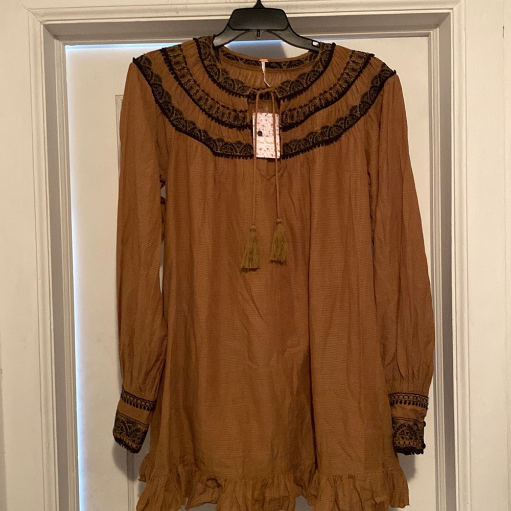Free People Embroidered Oversized Dress/Long Top Fully Lined New With Tags